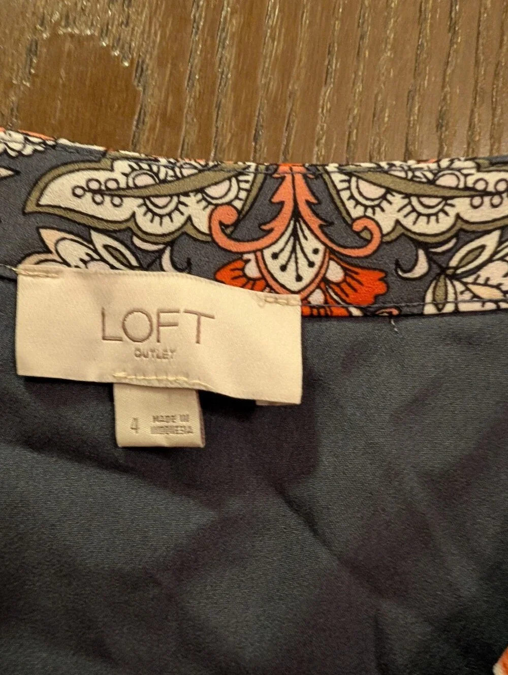 LOFT OUTLET Sz-4 Blue Multi-color Button-up Sleeveless Dress